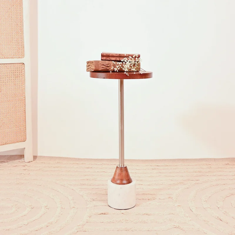 Home Carving Mango Wood Side Table for Living Room